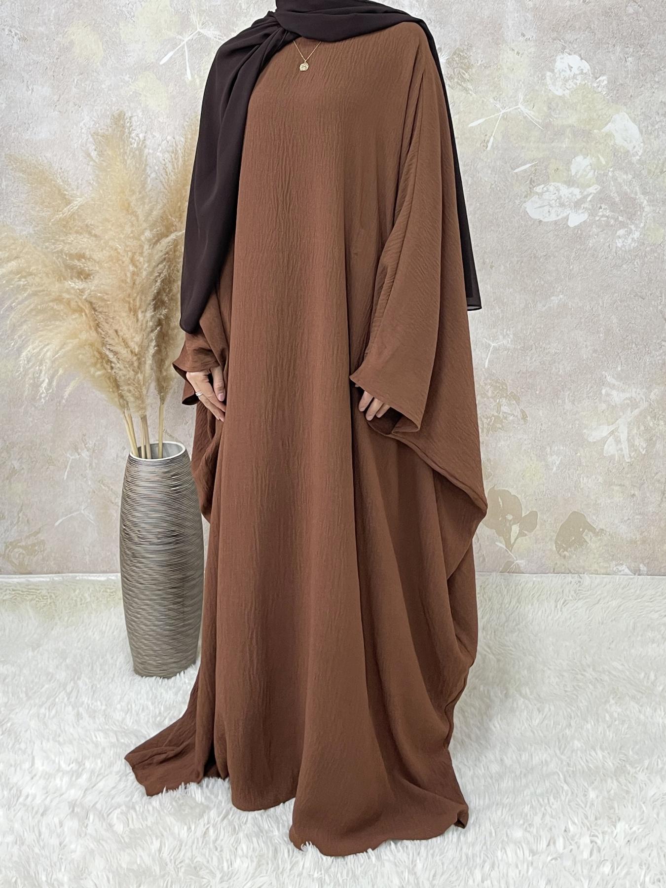 【Plus Size】 Women's Solid Color Abaya, Modesty Wear, Islamic Modesty Clothes, Modest Round Neck Long Sleeve Dress for Daily Wear, Ladies Elegant Islamic Clothing for All Seasons