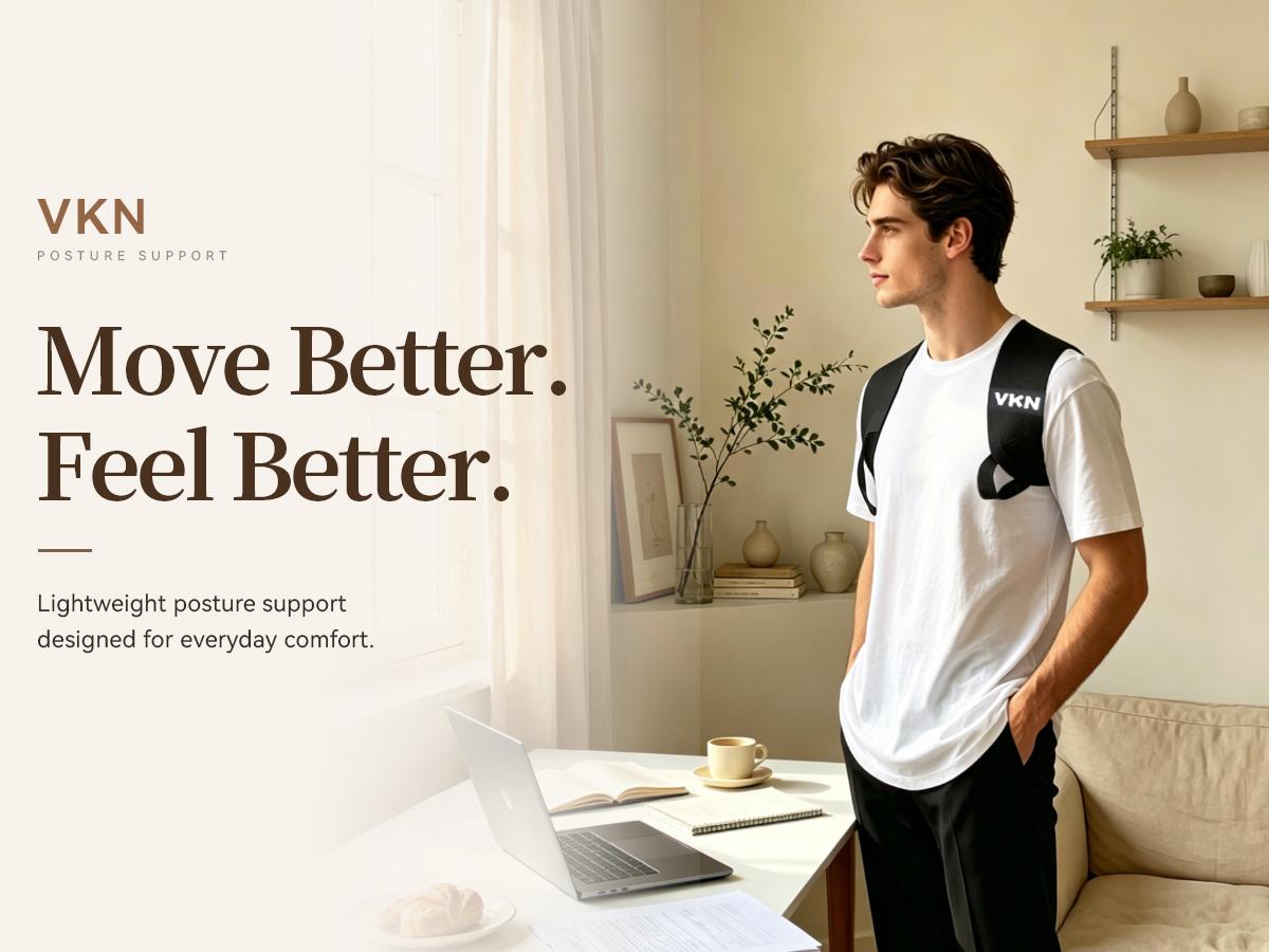 VKN Shoulder Straps - Posture Support Straps for Men & Women – Elastic Back Support, Straight Back Support, Use at Home or in Office (S-XXL)