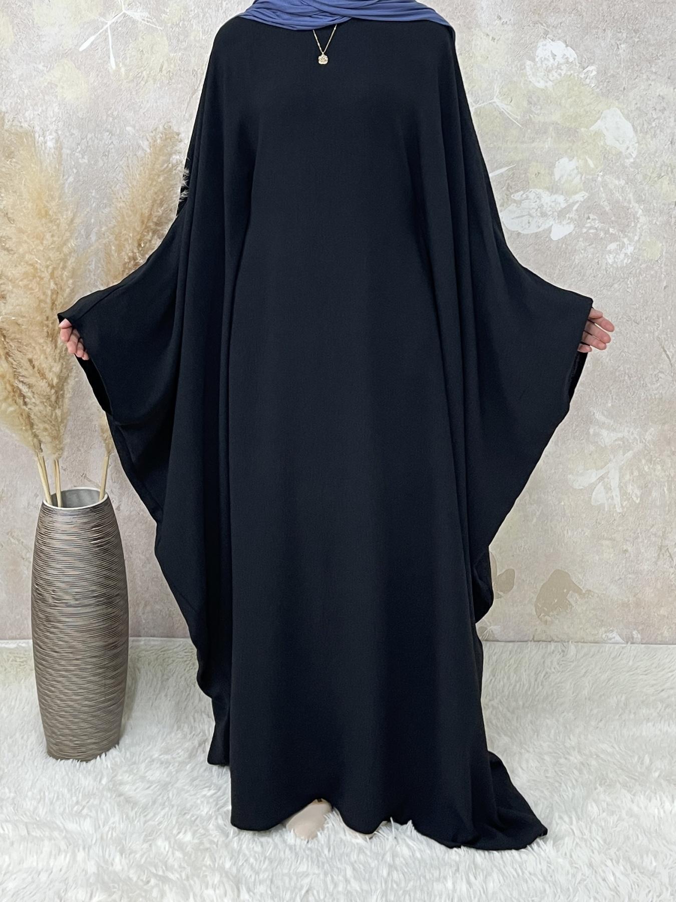 【Plus Size】 Women's Solid Color Abaya, Modesty Wear, Islamic Modesty Clothes, Modest Round Neck Long Sleeve Dress for Daily Wear, Ladies Elegant Islamic Clothing for All Seasons