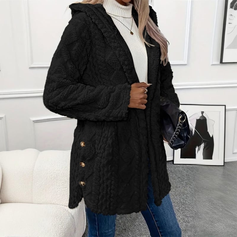Women's Fall Winter Warm Fashion  Hooded Cardigan Long Sleeve Coat, Stylish Outerwear for Casual Daily Wear & School Activities