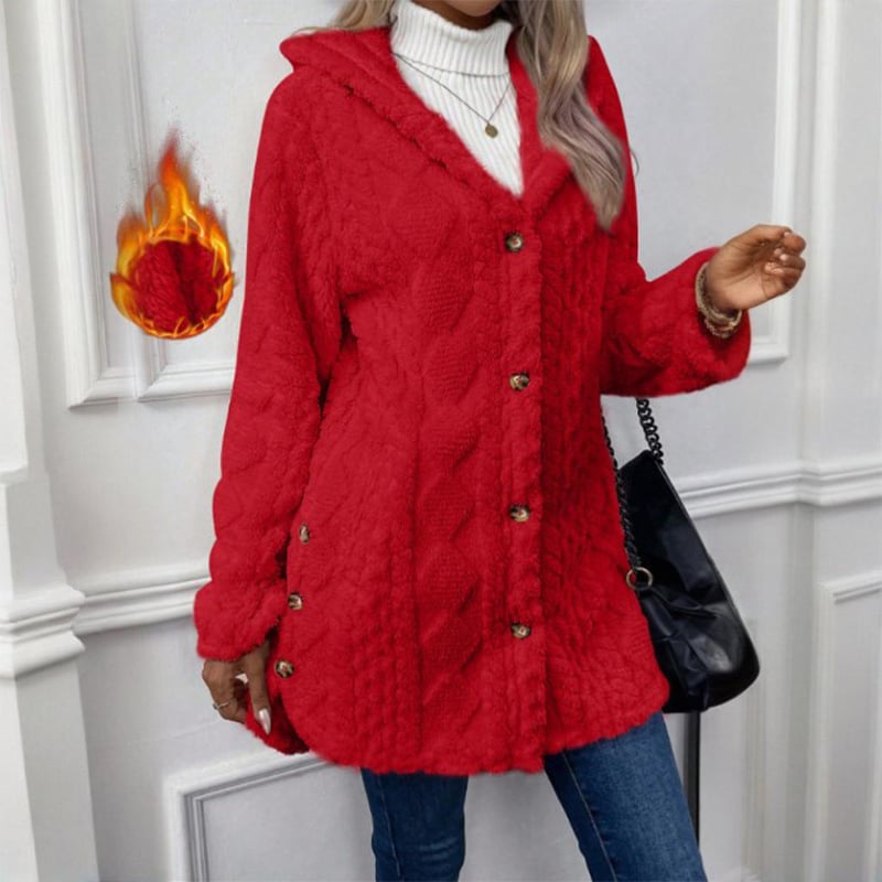 Women's Fall Winter Warm Fashion  Hooded Cardigan Long Sleeve Coat, Stylish Outerwear for Casual Daily Wear & School Activities