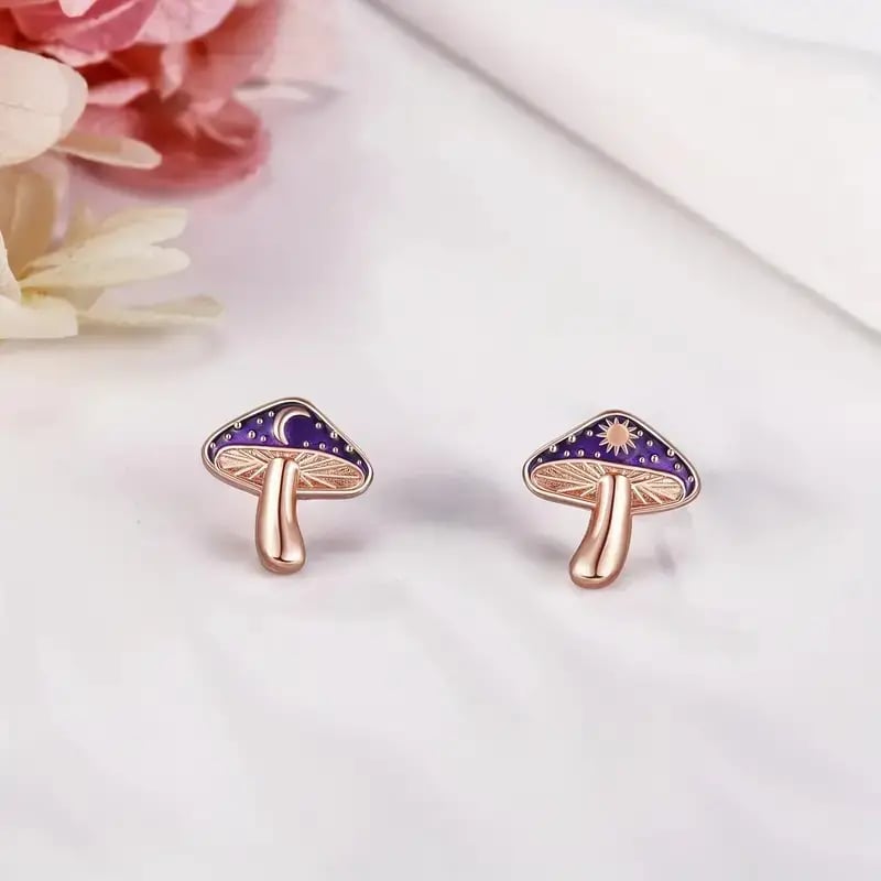 🌌🍄Starry River Mushroom Design Fashion Studs