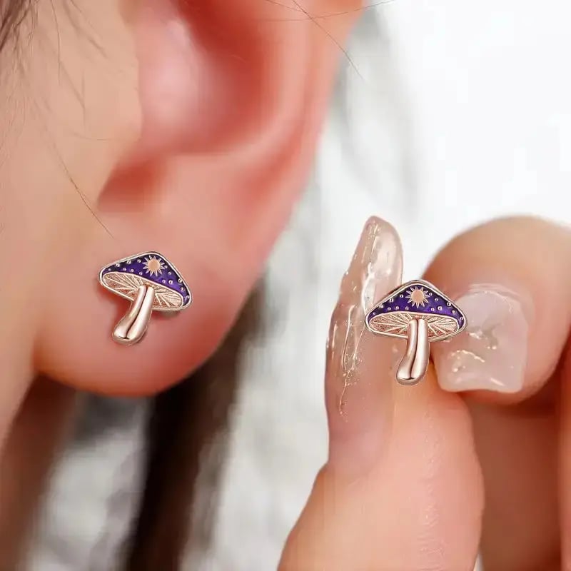 🌌🍄Starry River Mushroom Design Fashion Studs