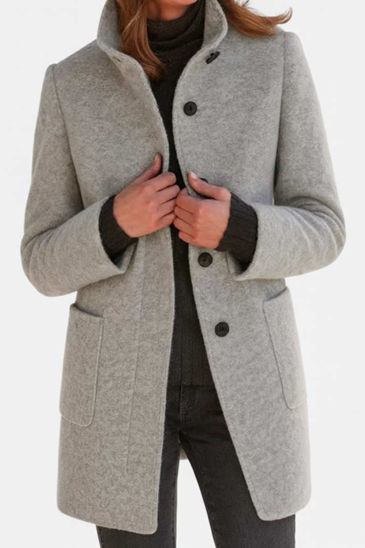 veloraea | Women’s Elegant  Vintage Stand Collar Wool Winter Coat