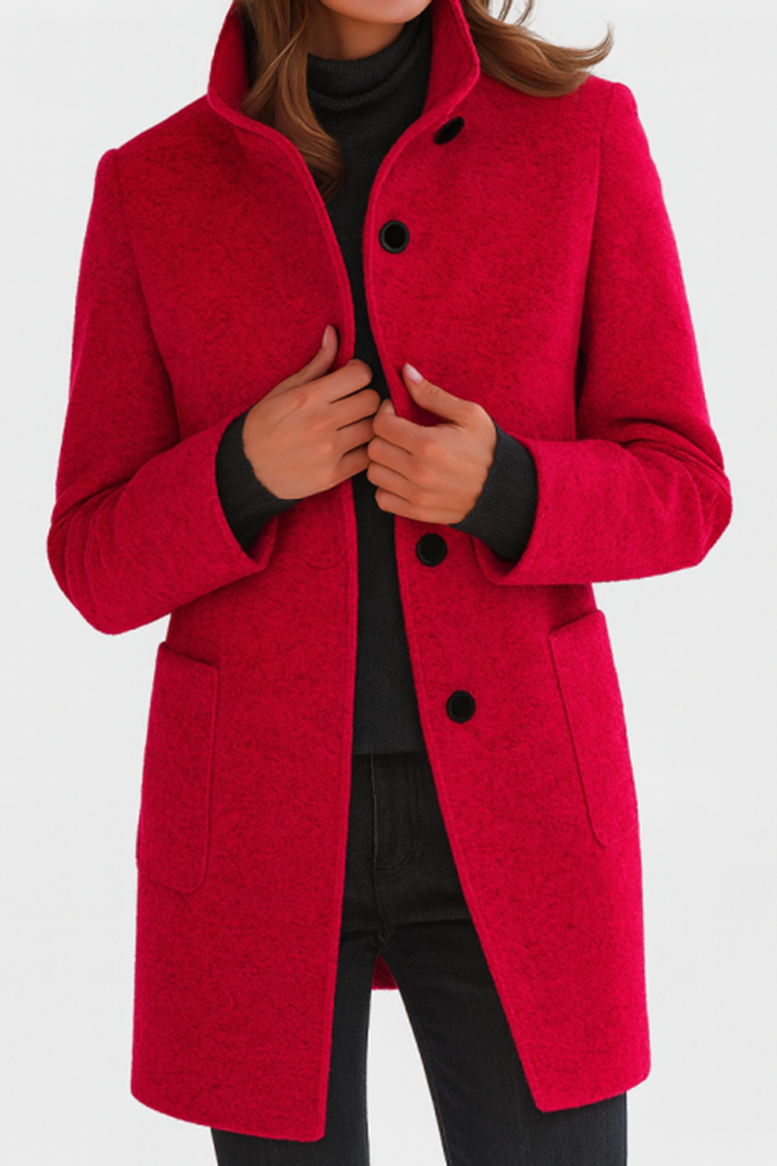 veloraea | Women’s Elegant  Vintage Stand Collar Wool Winter Coat