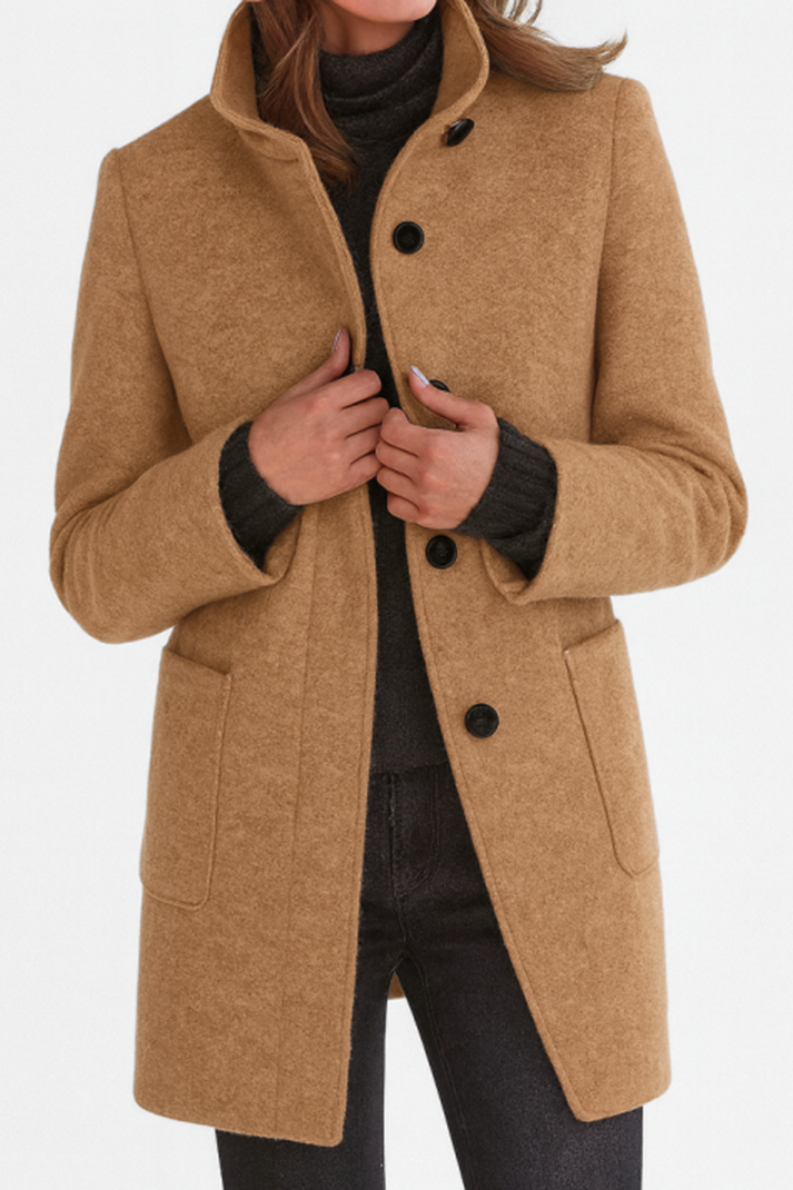 veloraea | Women’s Elegant  Vintage Stand Collar Wool Winter Coat