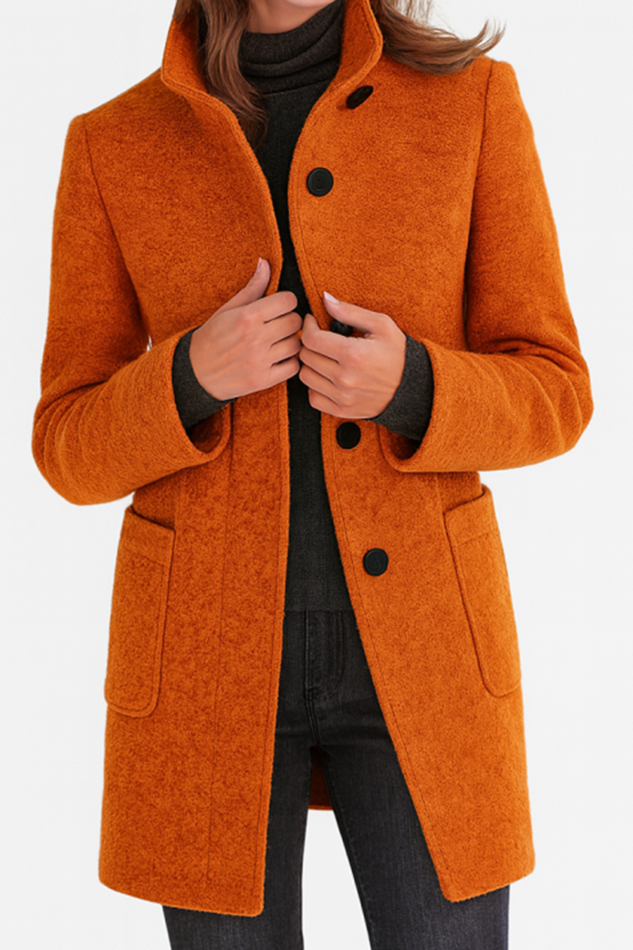 veloraea | Women’s Elegant  Vintage Stand Collar Wool Winter Coat