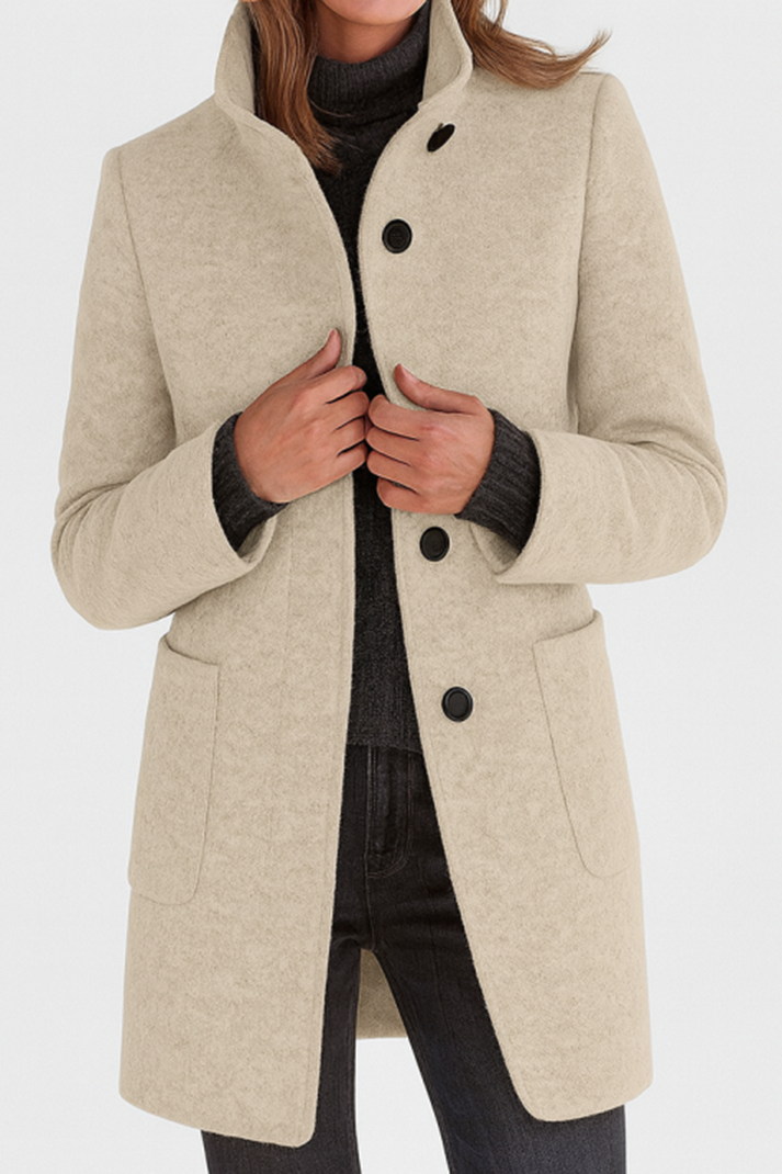 veloraea | Women’s Elegant  Vintage Stand Collar Wool Winter Coat