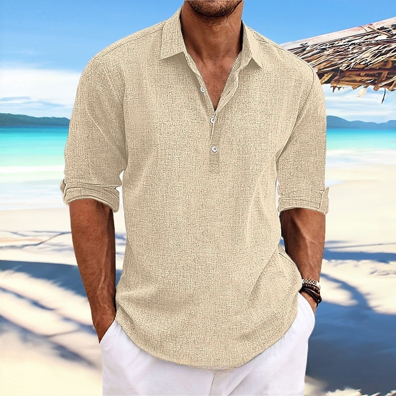 Classic high-quality cotton and linen shirt