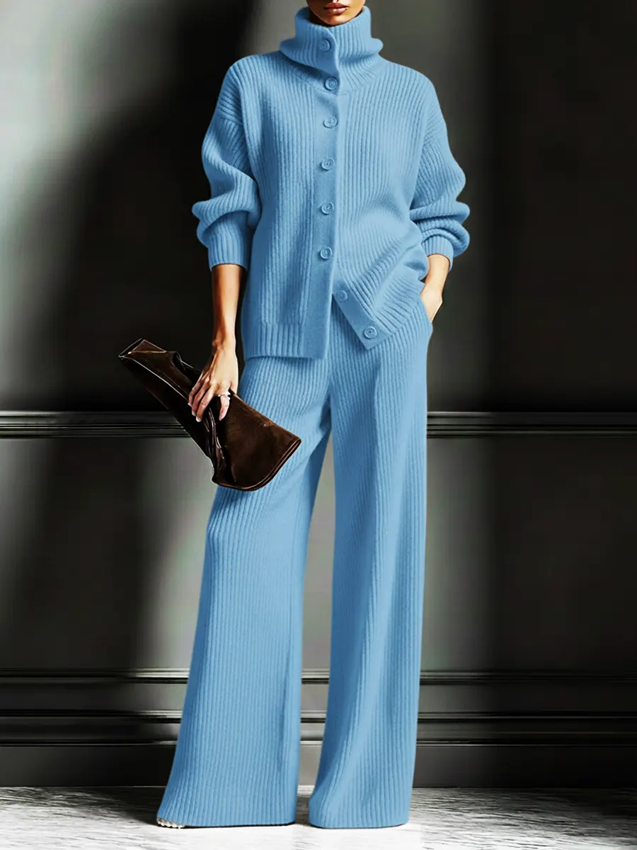 Women's Cozy Cardigan Sweater and Pants Two-Piece Set