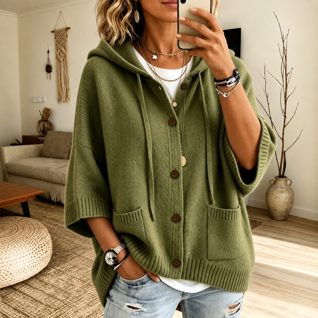 New Arrival🔥 Women's Casual Hoodie Cotton Plain Long Sleeve Comfy Cardigan