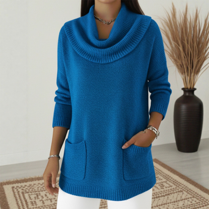 Women's Soft and Elegant Solid Color Ruffled Collar Sweater Top