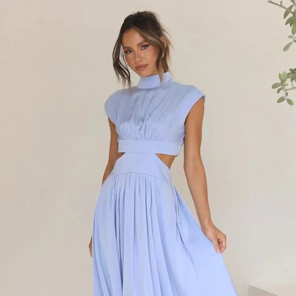 2026Cutout Waist Pocketed Vacation Midi Dress ✨