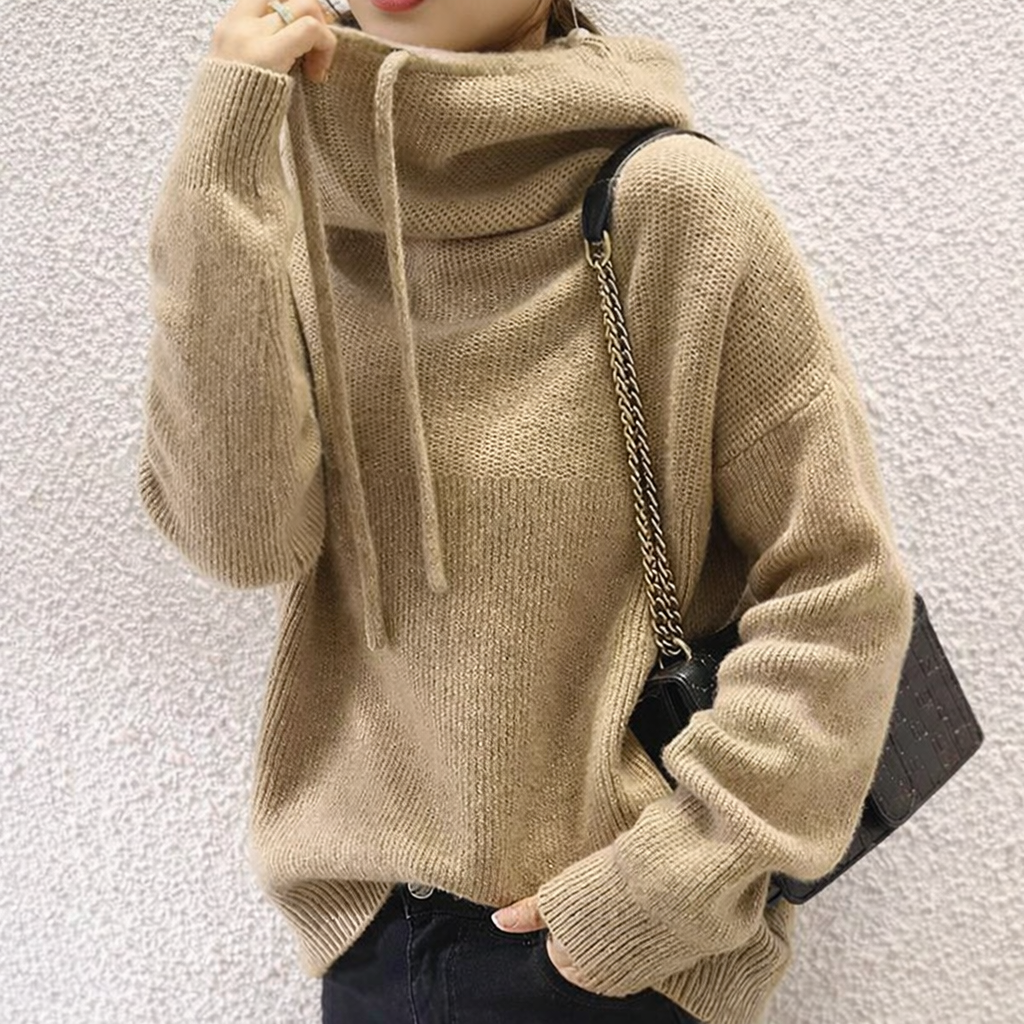 Oversized Cozy Womens Hoodie - Boxy Plush Knit, Layering