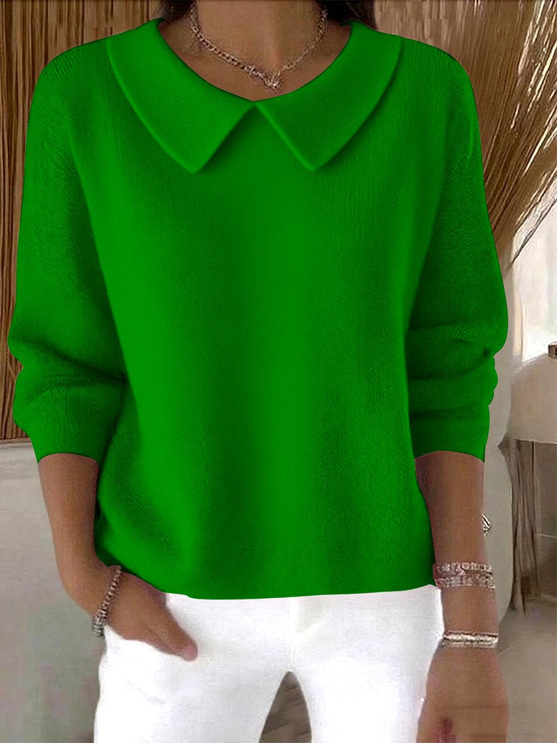 Women's Elegant Casual Peter Pan Collar 3/4 Sleeve Sweater