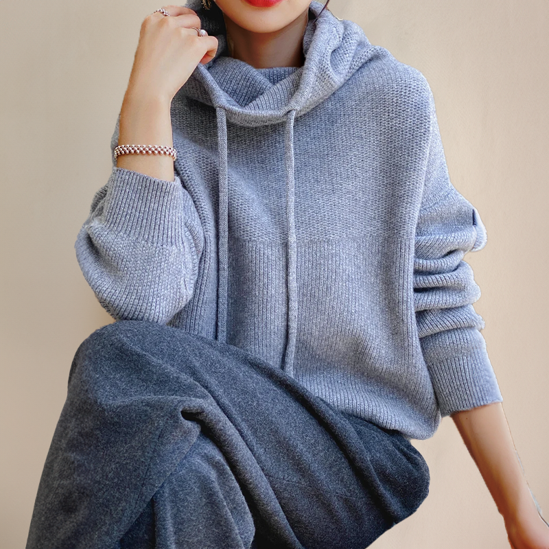 Oversized Cozy Womens Hoodie - Boxy Plush Knit, Layering