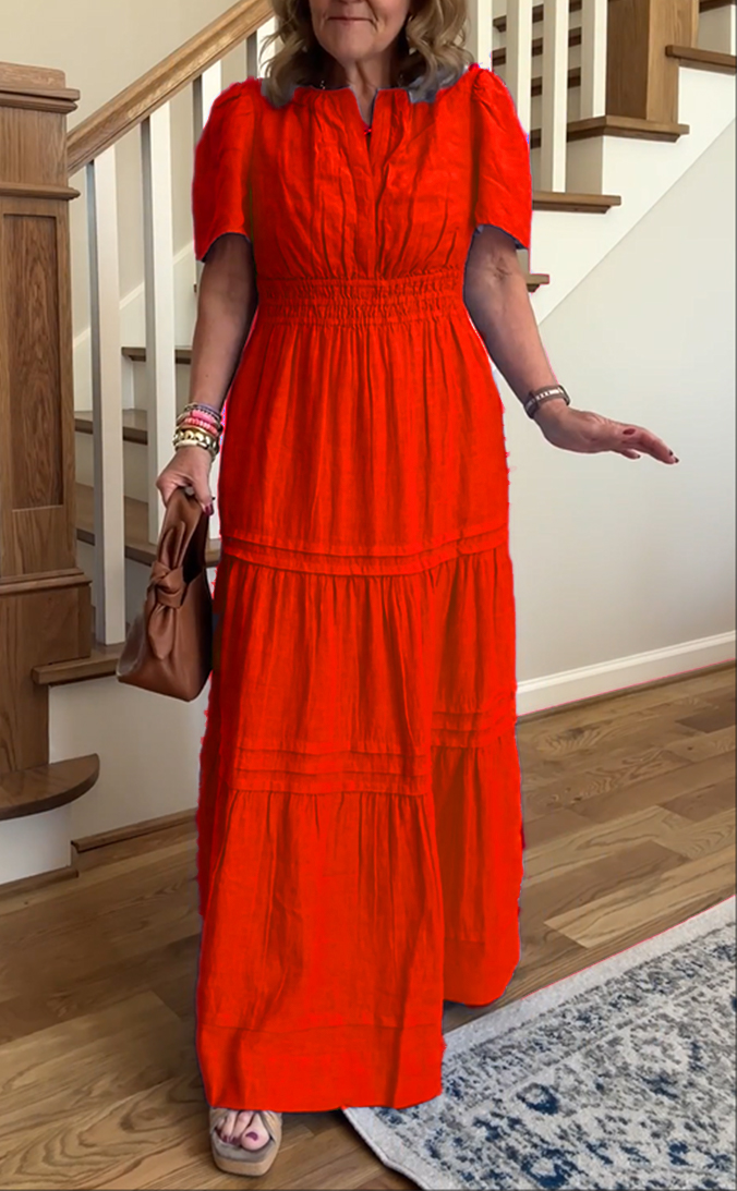 Linen Tiered Maxi Dress