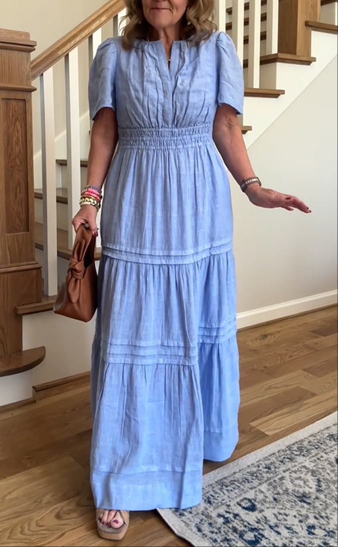 Linen Tiered Maxi Dress