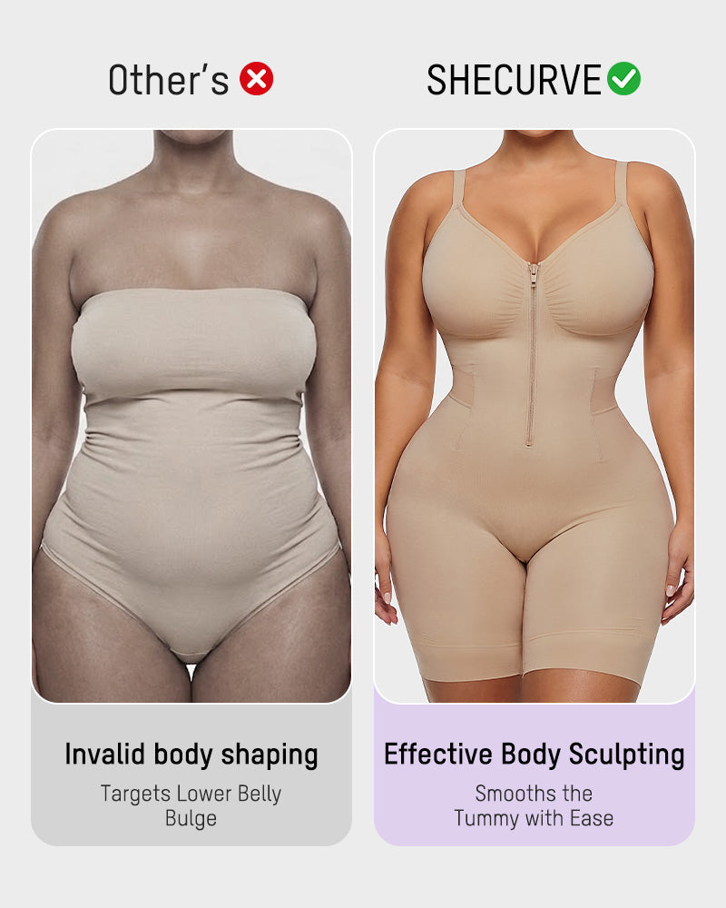 Front-Zip Mid-Thigh Shapewear
