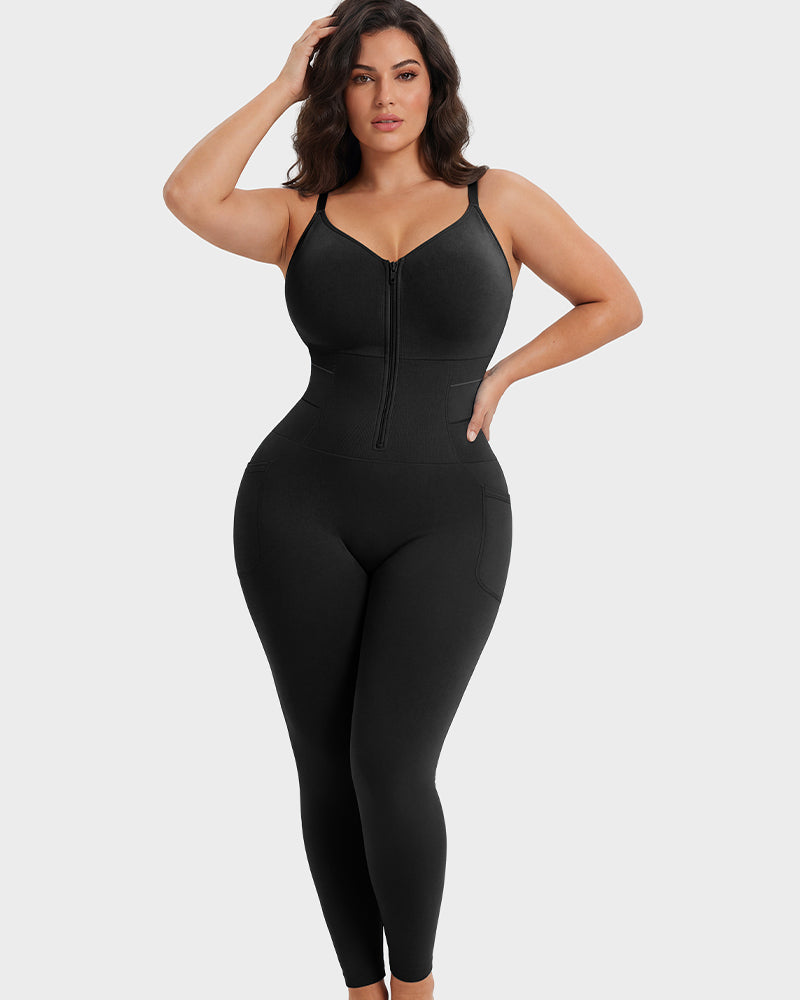  Deep V Front Zip Full Body Shaper