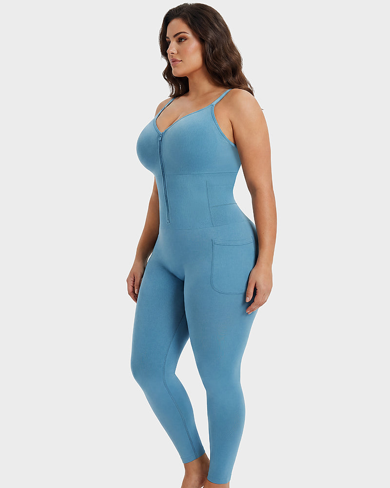  Deep V Front Zip Full Body Shaper
