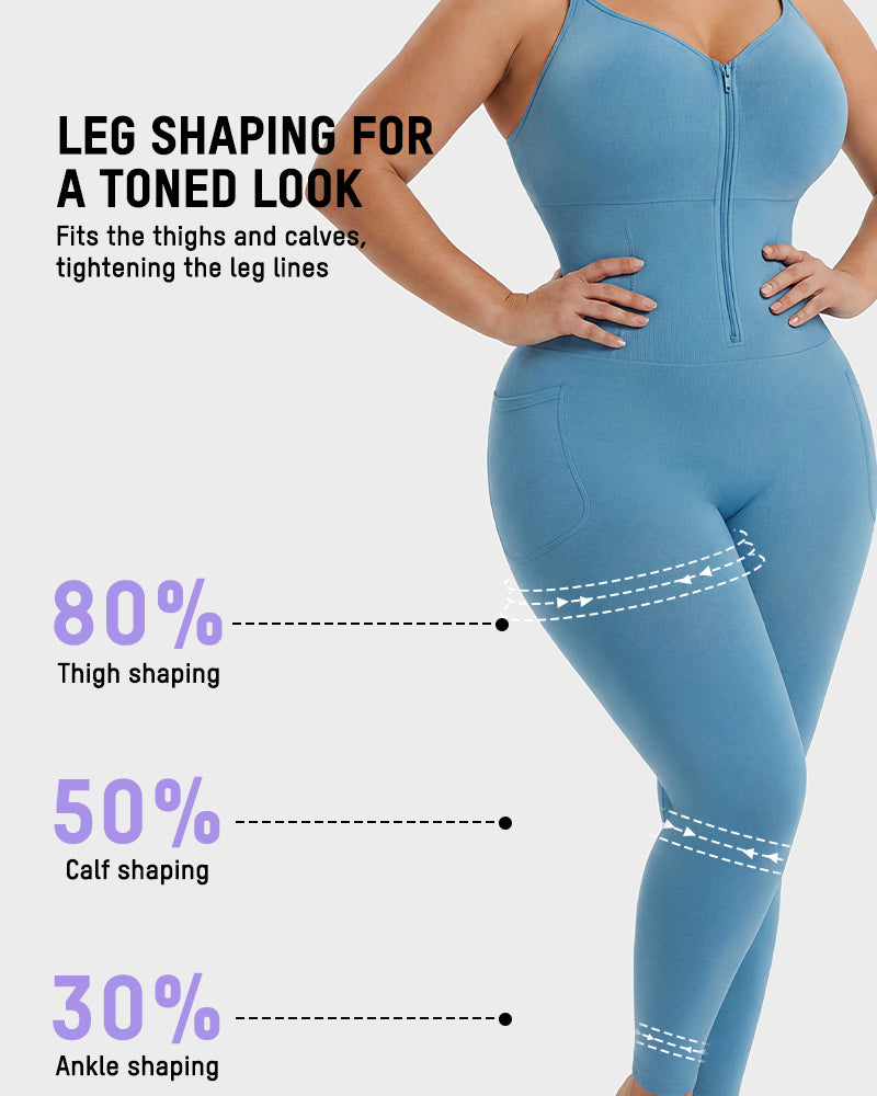  Deep V Front Zip Full Body Shaper