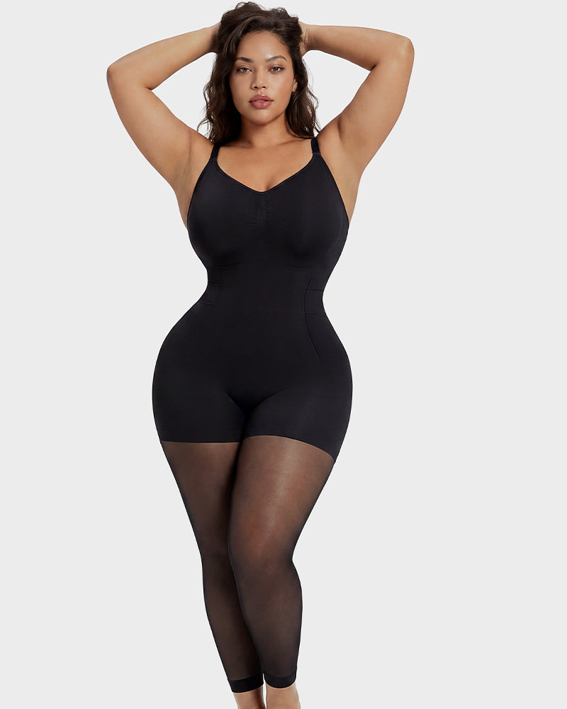  Deep V Shapewear Bodysuit with Stockings