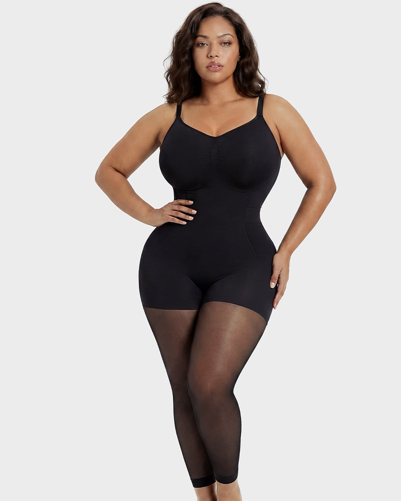  Deep V Shapewear Bodysuit with Stockings