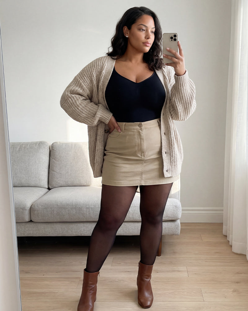  Deep V Shapewear Bodysuit with Stockings
