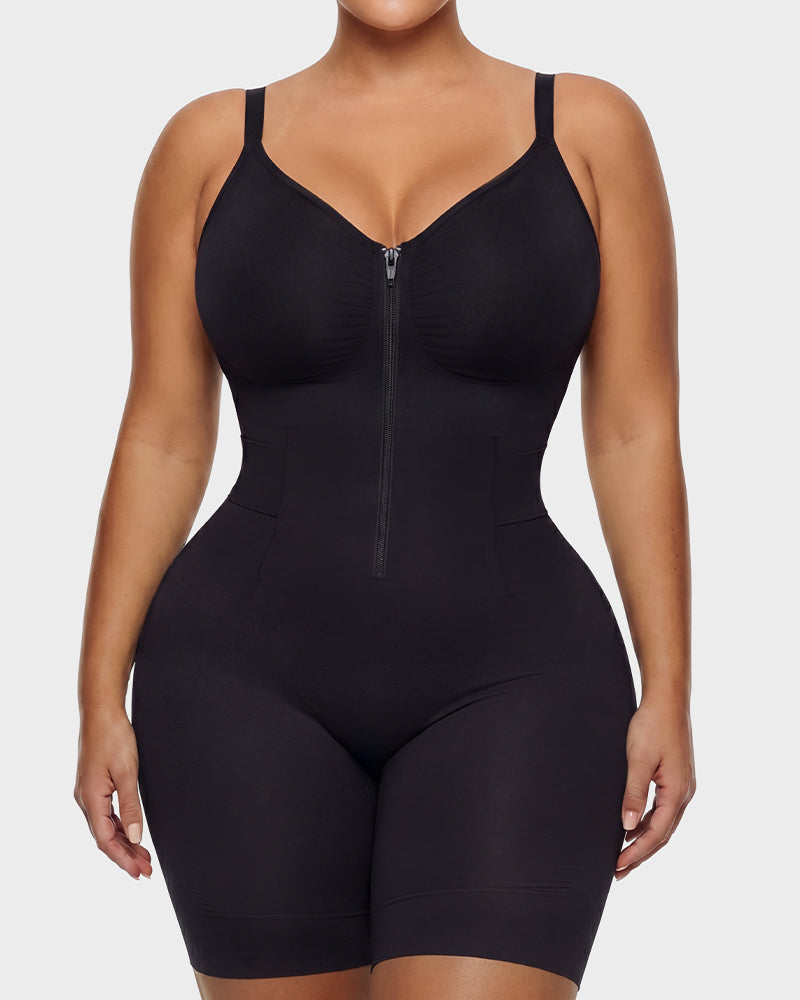 Front-Zip Mid-Thigh Shapewear