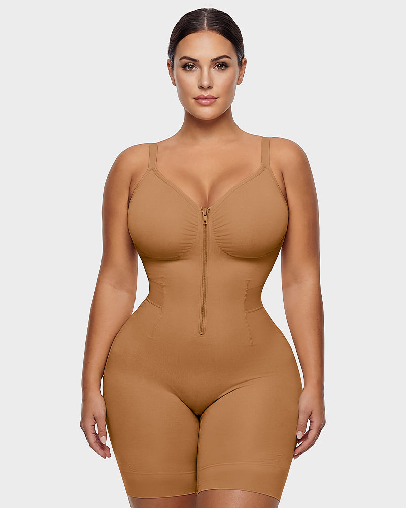 Front-Zip Mid-Thigh Shapewear