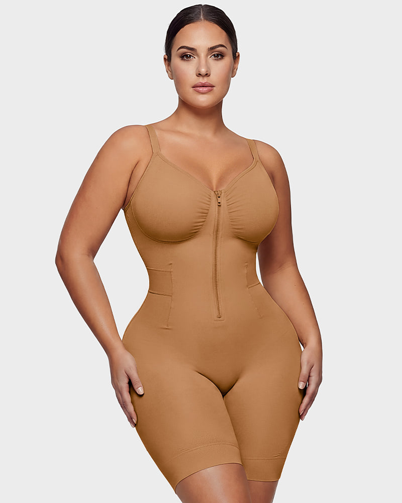 Front-Zip Mid-Thigh Shapewear