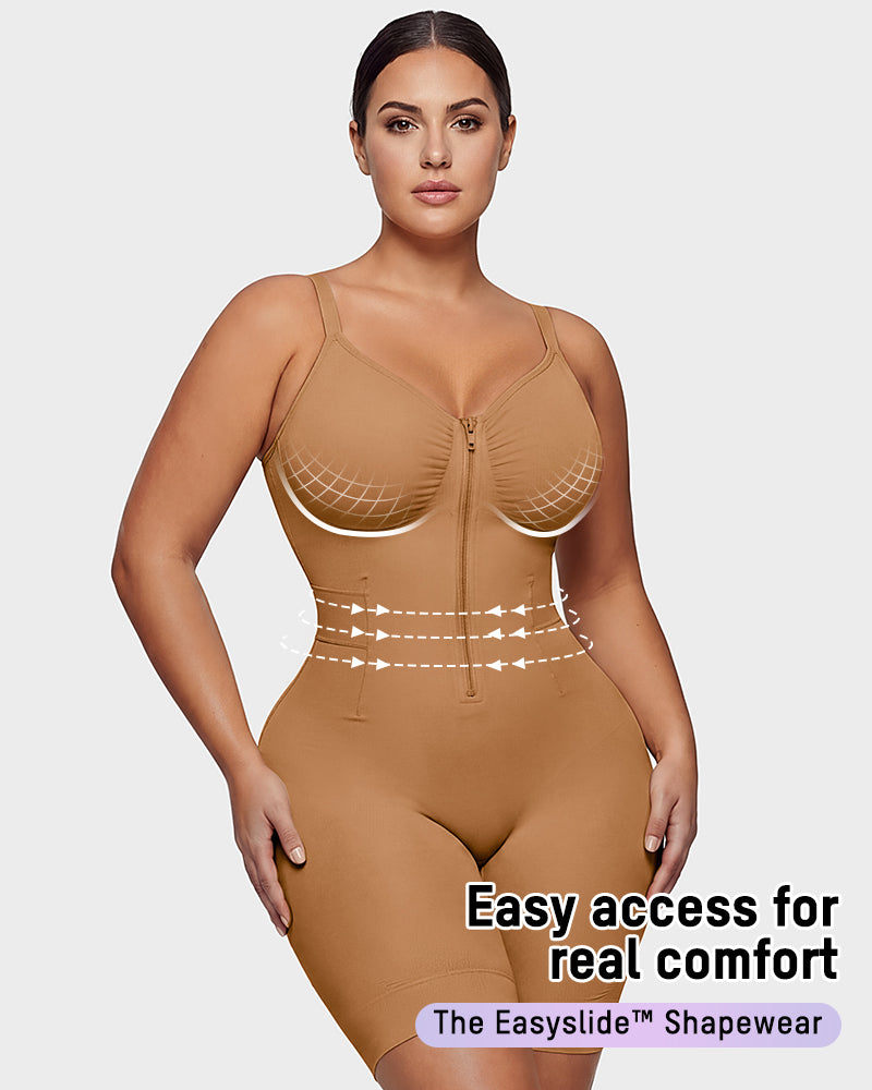 Front-Zip Mid-Thigh Shapewear