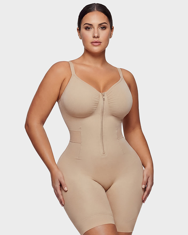  Front-Zip Mid-Thigh Shapewear