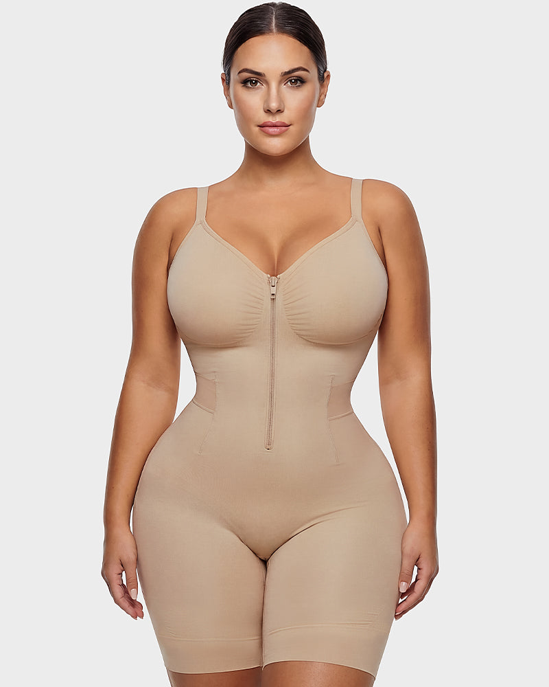 Front-Zip Mid-Thigh Shapewear