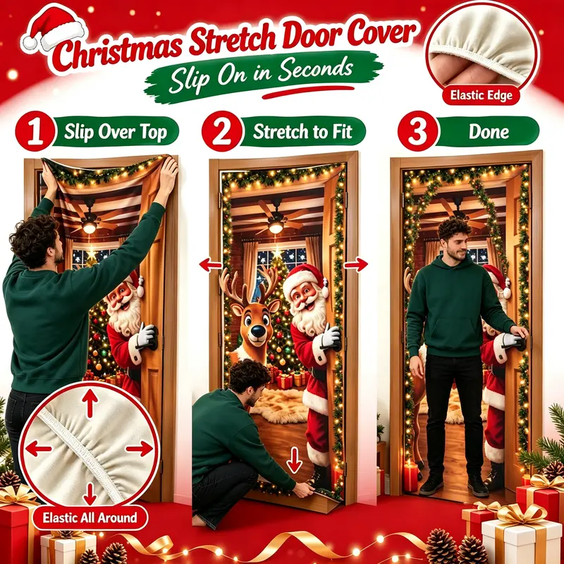Christmas Santa & Reindeer Door Cover 🎅🦌🚪
