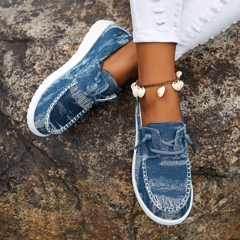 Women's New Style Sneakers, Fabric Casual Fashion Low-Top Lace-Up Flat Shoes with Comfortable Soft Soles for All Seasons, Women Shoes