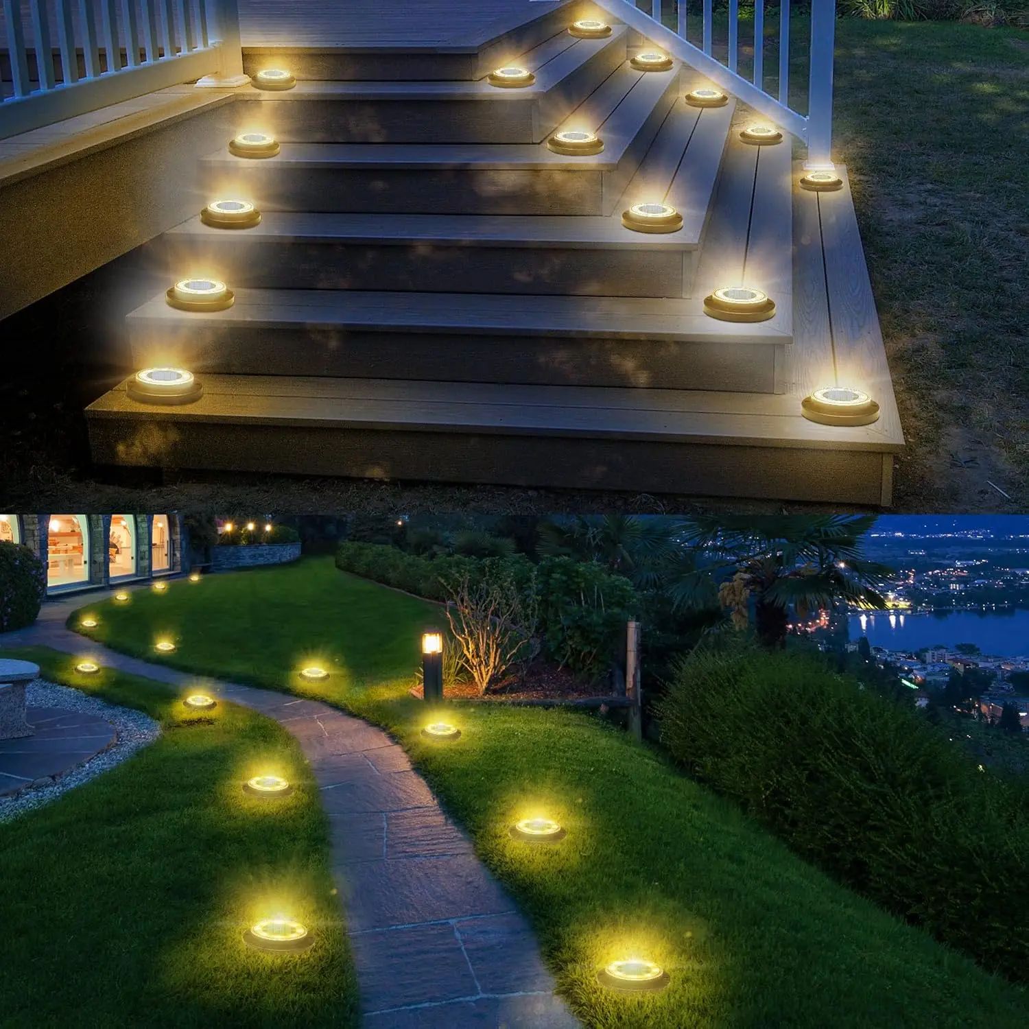 2-in-1 Waterproof Solar Ground LED Lights for Deck