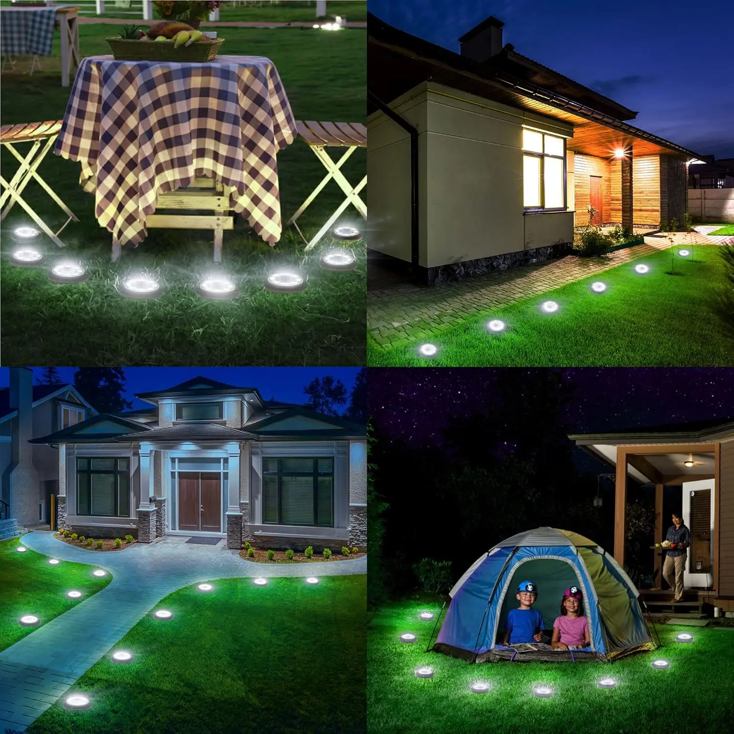 2-in-1 Waterproof Solar Ground LED Lights for Deck
