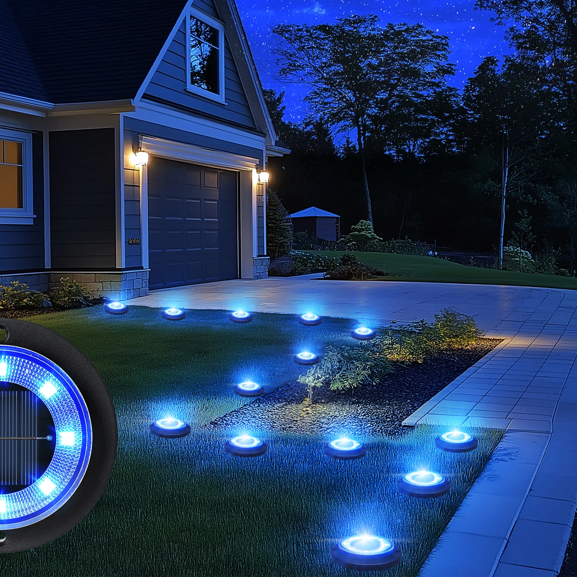 2-in-1 Waterproof Solar Ground LED Lights for Deck