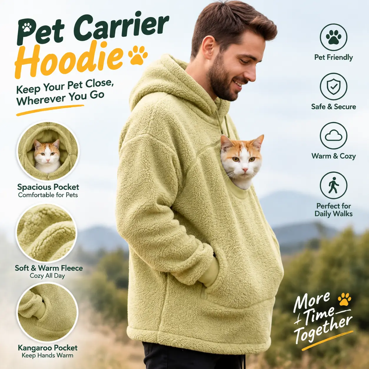 Hands-Free Pet Carrier Hoodie with Front Pouch