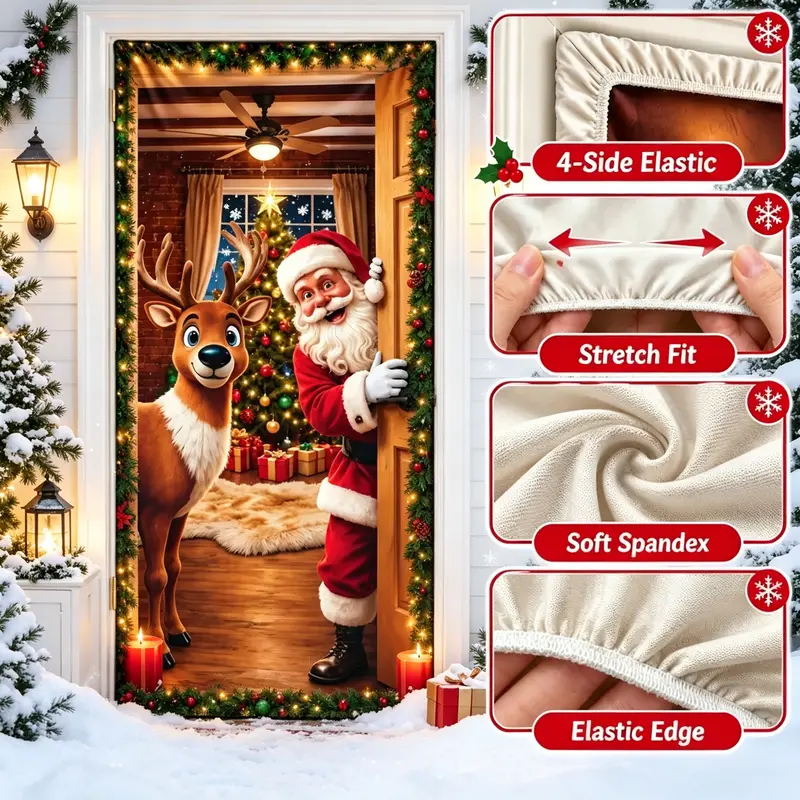 Christmas Santa & Reindeer Door Cover 🎅🦌🚪