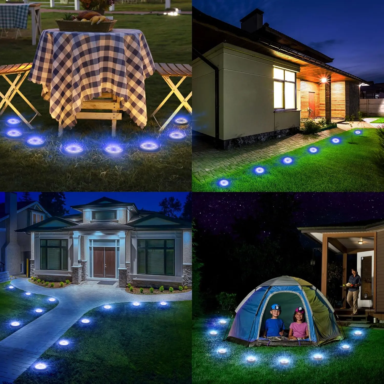 2-in-1 Waterproof Solar Ground LED Lights for Deck