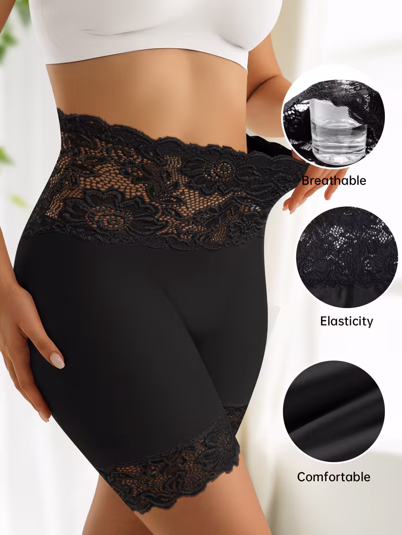 5-Pack Women's Elegant High-Waist Underwear - Full Floral Lace Briefs, Non-Binding Soft Lightweight Panties Suitable for Casual & Special Occasions, S-XXL Sizes, Solid