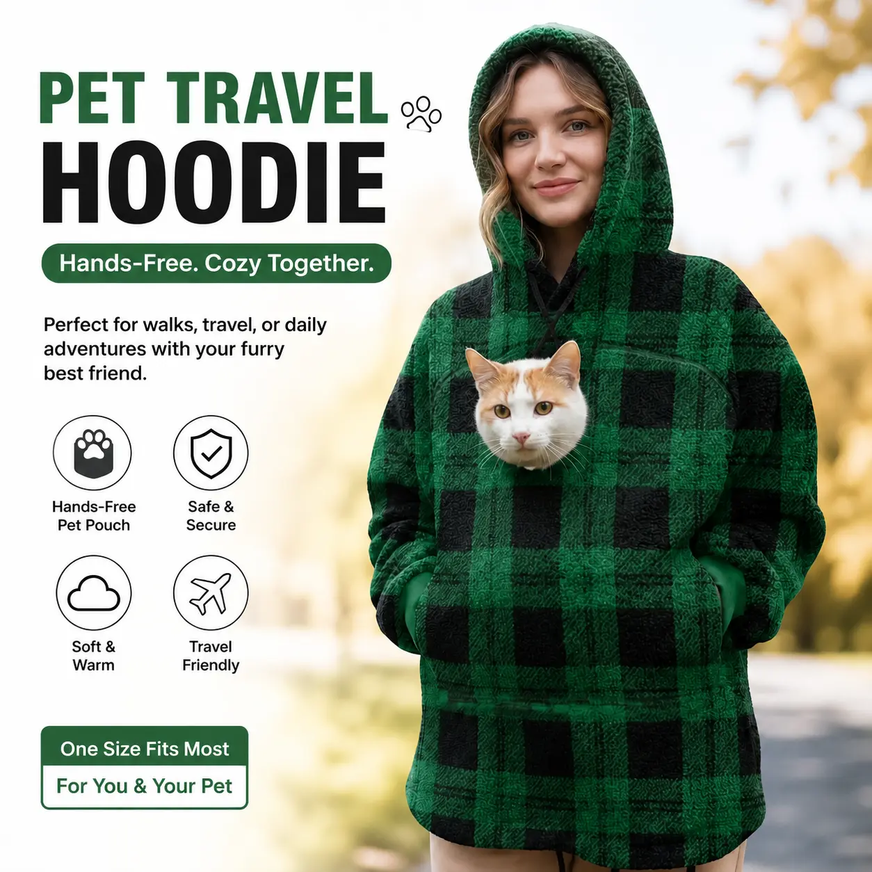 Hands-Free Pet Carrier Hoodie with Front Pouch