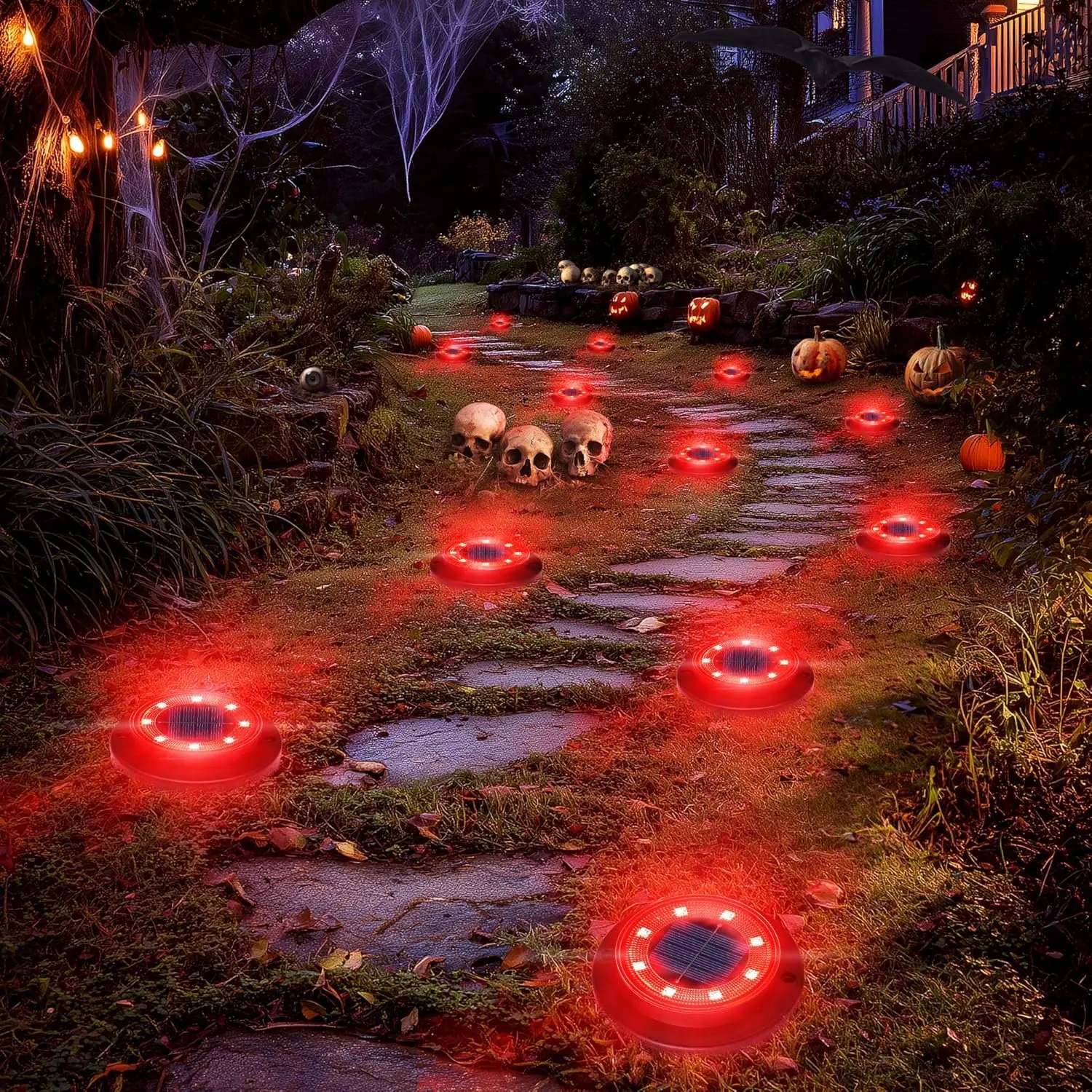 2-in-1 Waterproof Solar Ground LED Lights for Deck