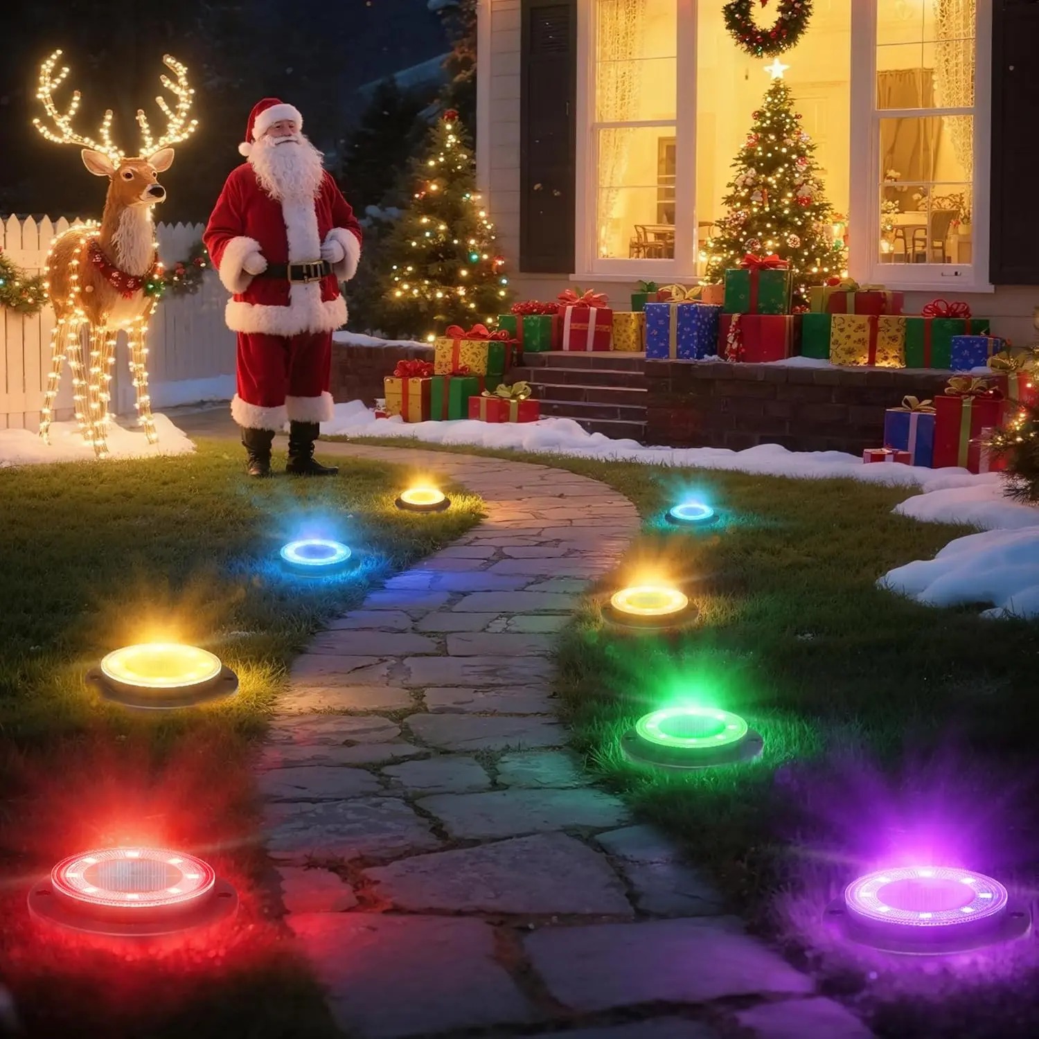 2-in-1 Waterproof Solar Ground LED Lights for Deck