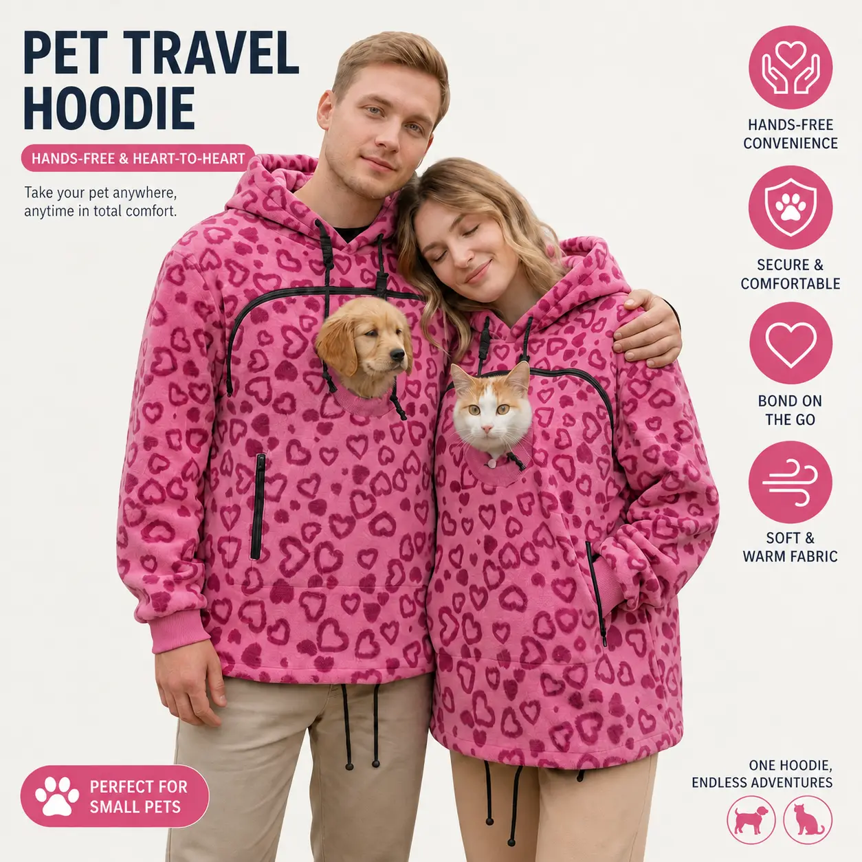 Hands-Free Pet Carrier Hoodie with Front Pouch