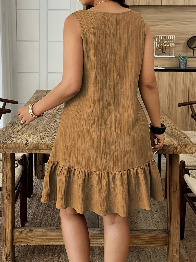 Elegant Sleeveless Dress with Asymmetrical Neckline, Asymmetrical Design Dress, French Chic Style, Casual Wear, Perfect for Office & Summer Daily Wear