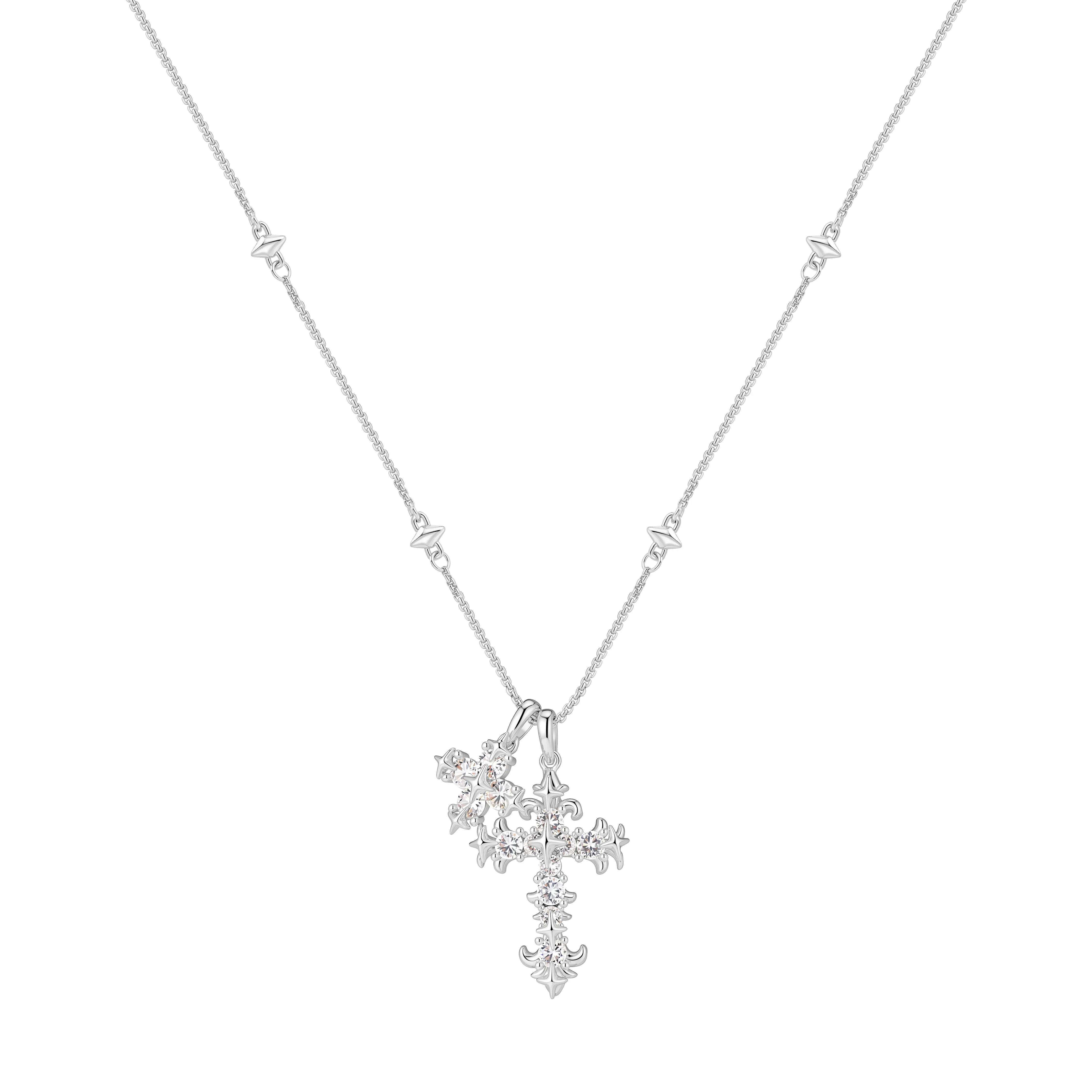 Gold-Plated Iris Flower Cross Necklace – Electroplated Finish (Brass Base), Christian Symbol Pendant, Unisex Gift for Daily Wear
